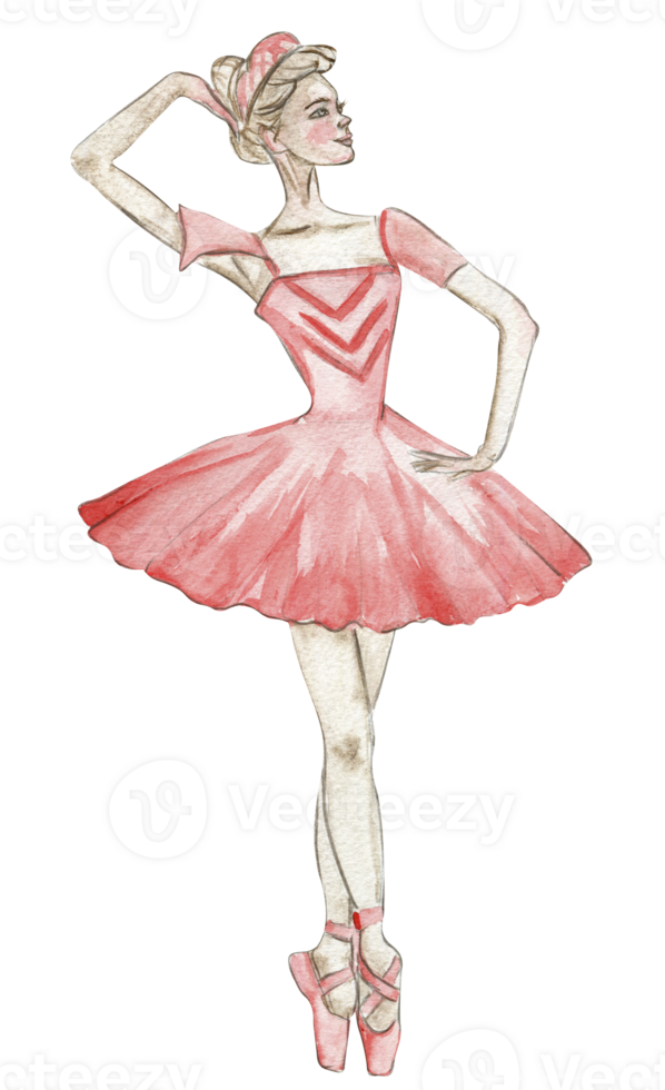 acquerello danza ballerina nel rosso vestito png