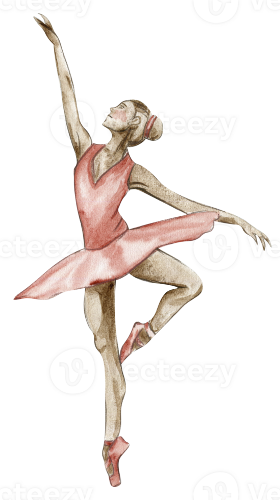 acquerello danza ballerina nel rosso vestito png