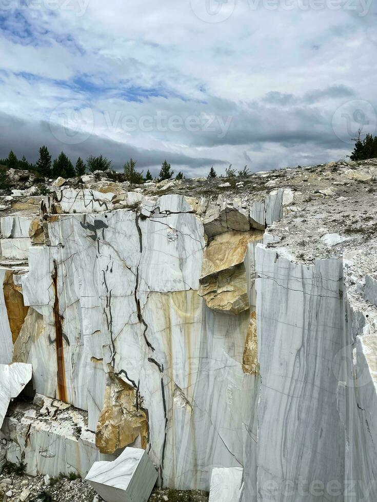 Abandoned marble quarry Buguldeyka on the shore of Lake Baikal, Russia photo