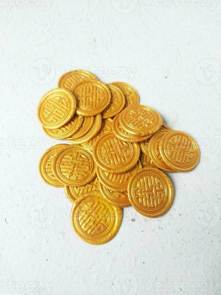 colorful wax coin made from wax sealing stamp for vintage look for letter or wedding invitation photo