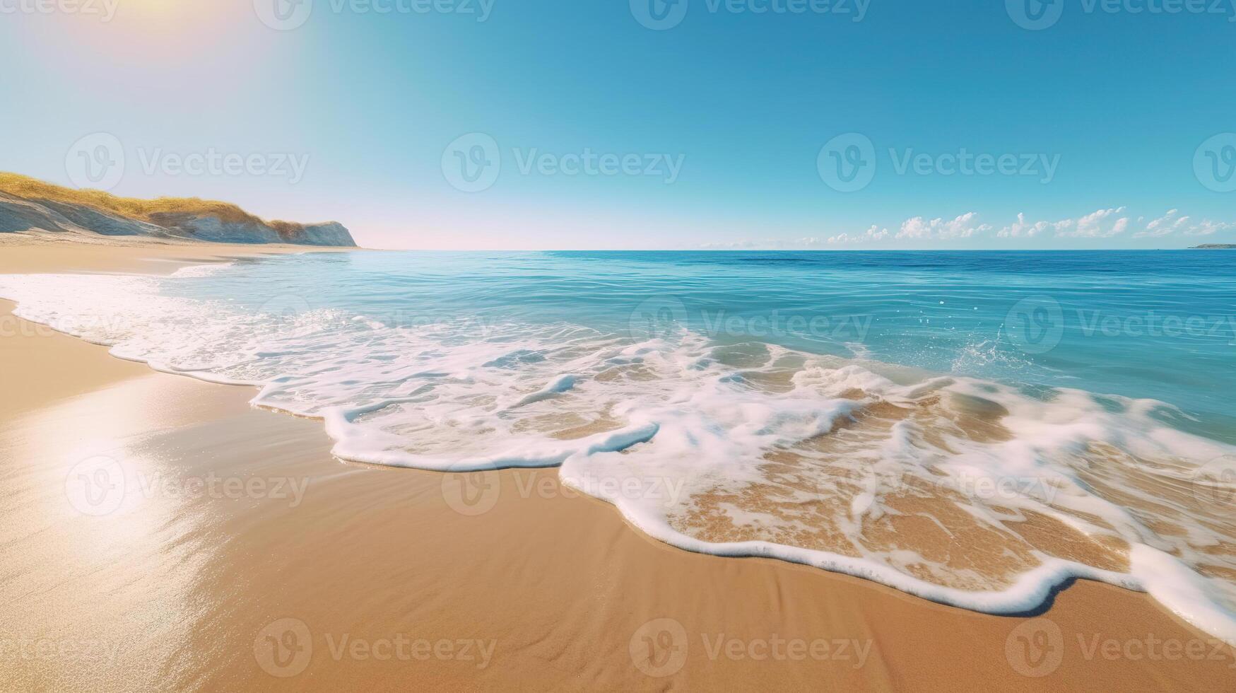 a romantic beach with sunny blue sky in standard style. photo