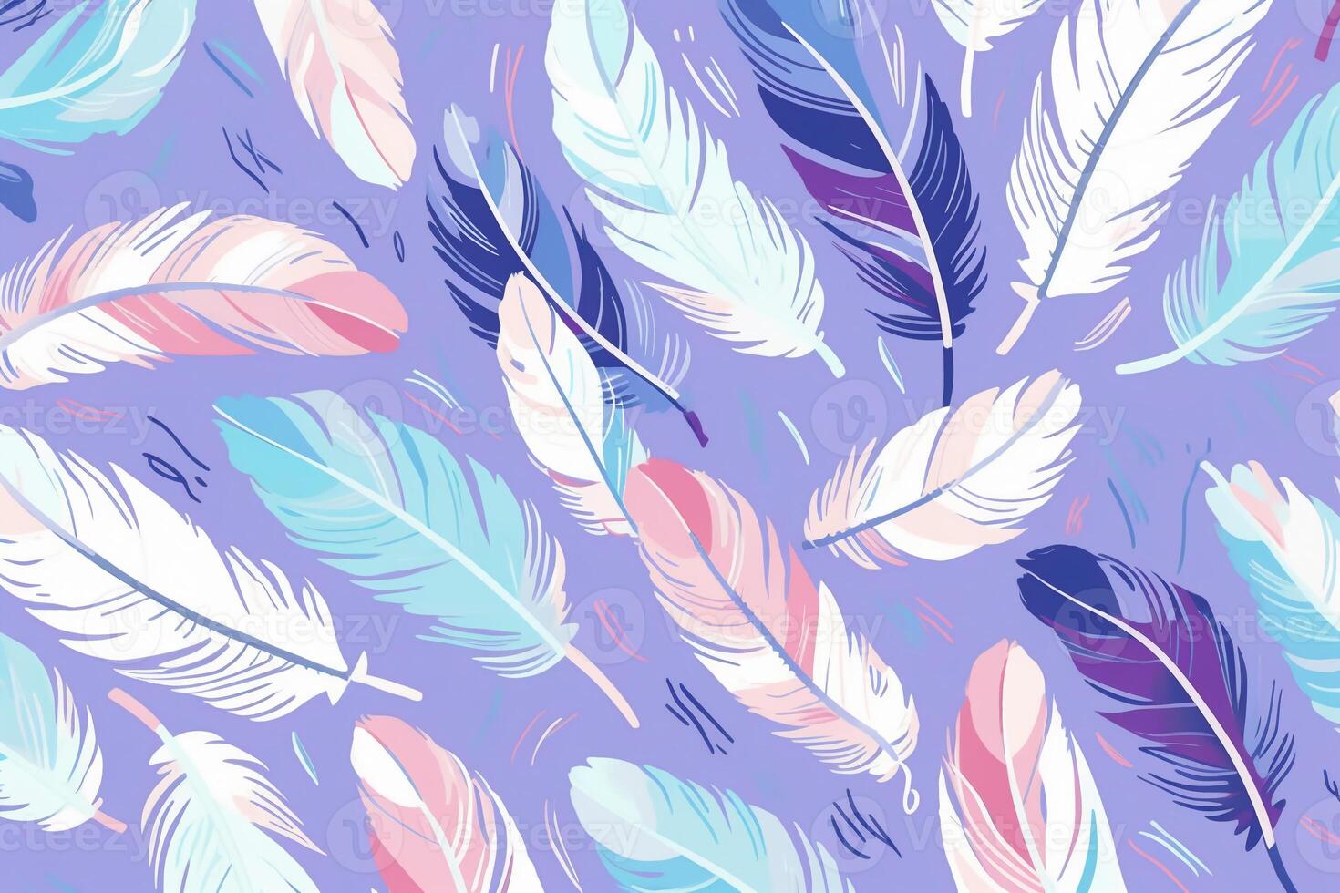 pattern featuring minimalistic and stylized illustrations of feathers. photo