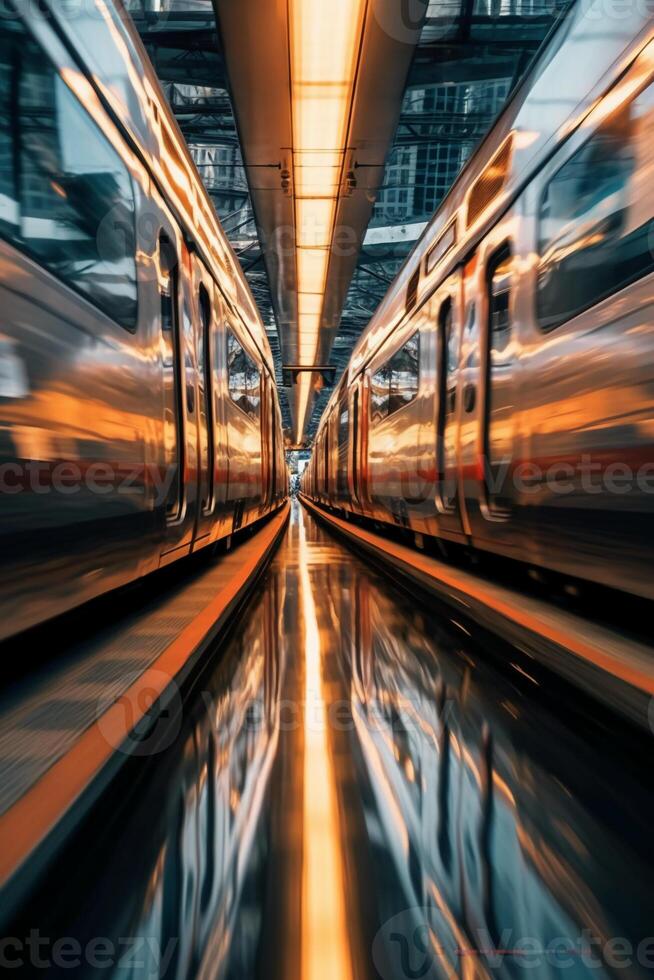 Mesmerizing Train Photography, Motion blur, reflection, speed, cinematic. photo