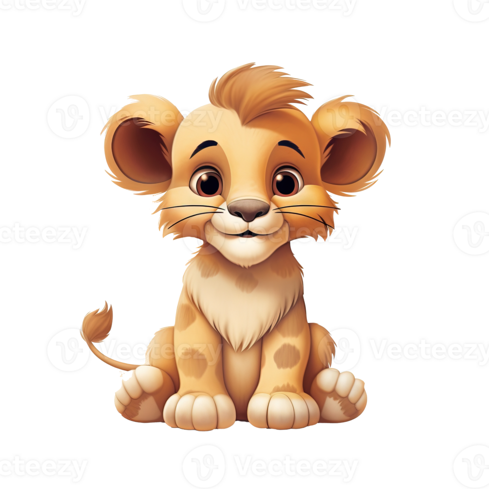 Baby lion, cute baby lion, cute cartoon lion. Ai generated image cute cartoon illustration. png