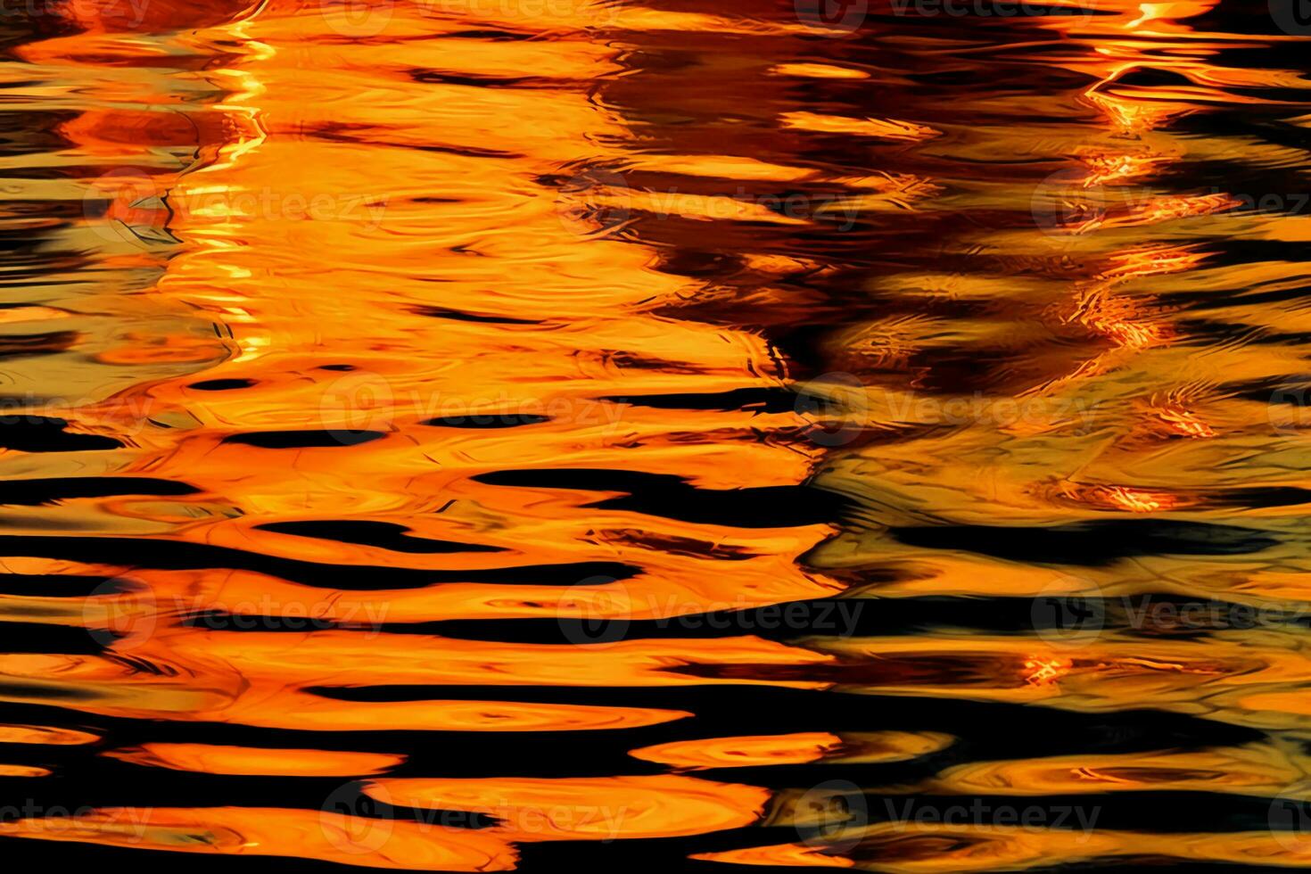 Water ripples reflected in the water at night. AI generative photo