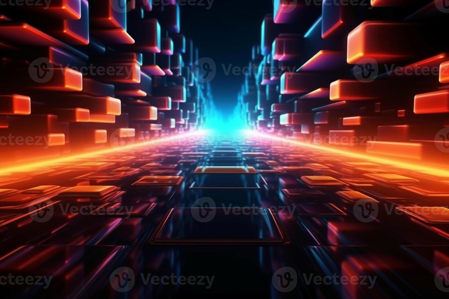 abstract modern space, future virtual metauniverse, starry sky. photo