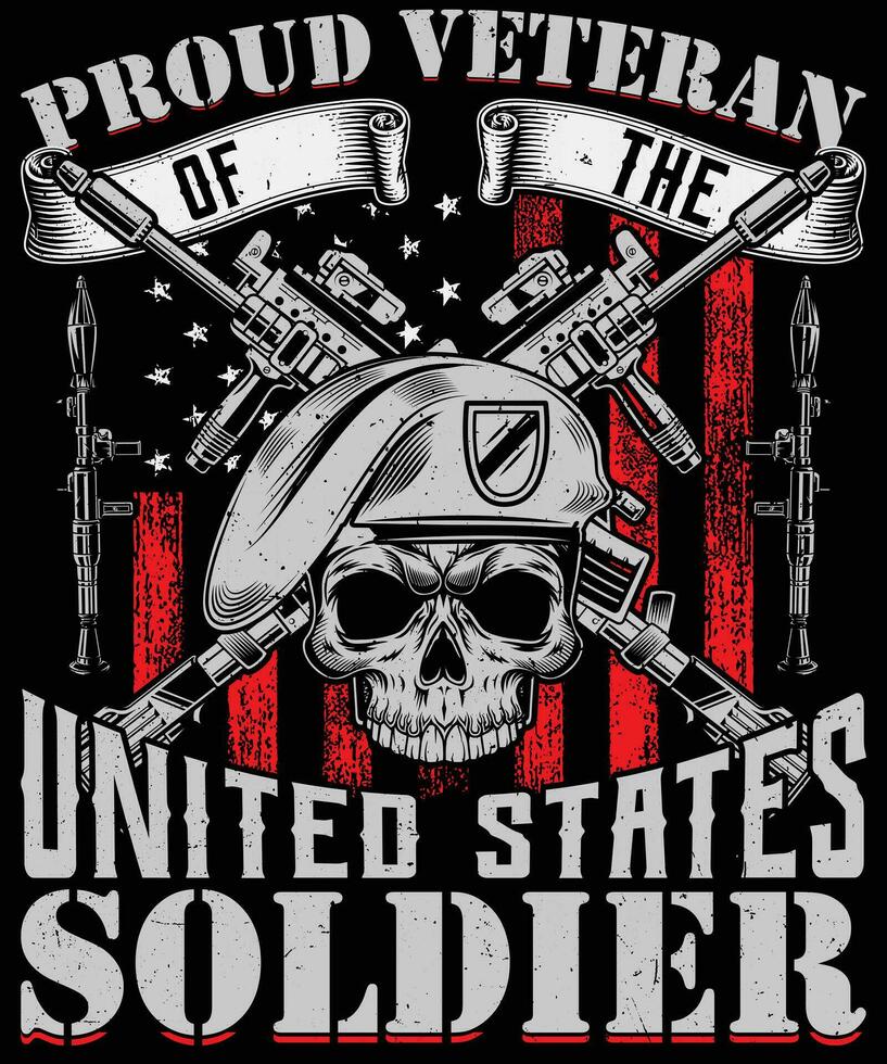 orgulloso veterano de el unido estados soldado t camisa diseño vector