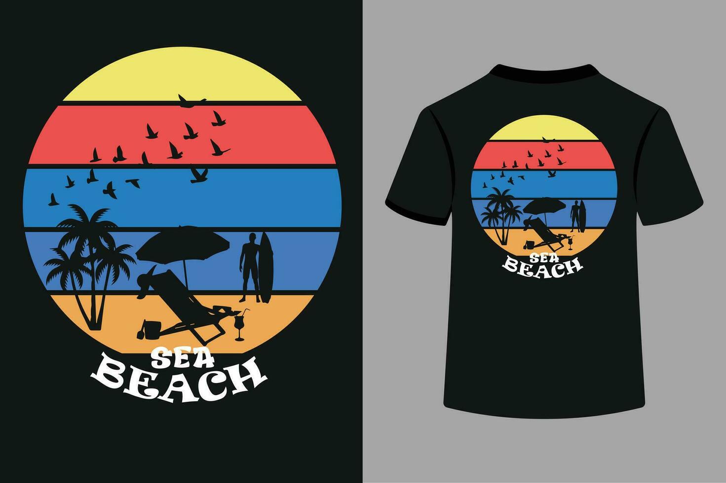 Sea Beach Typography T-Shirt Design vector
