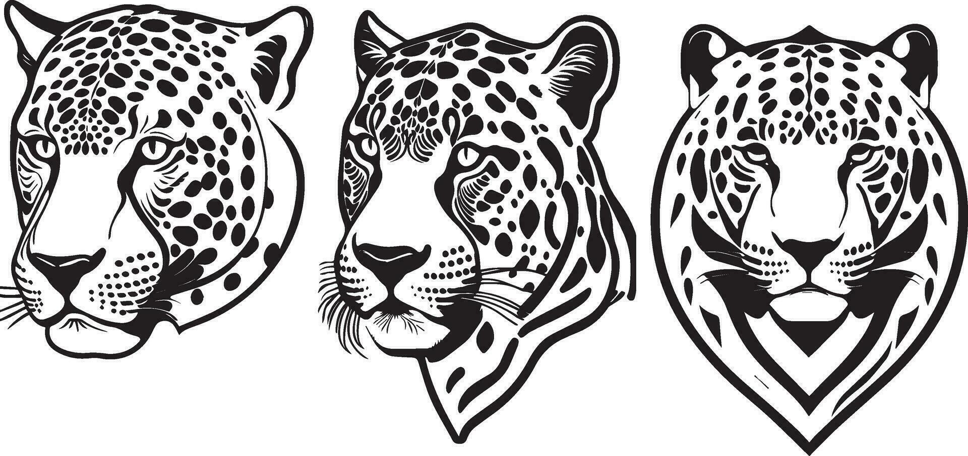 Black Jaguar's Head Silhouette Vector Art