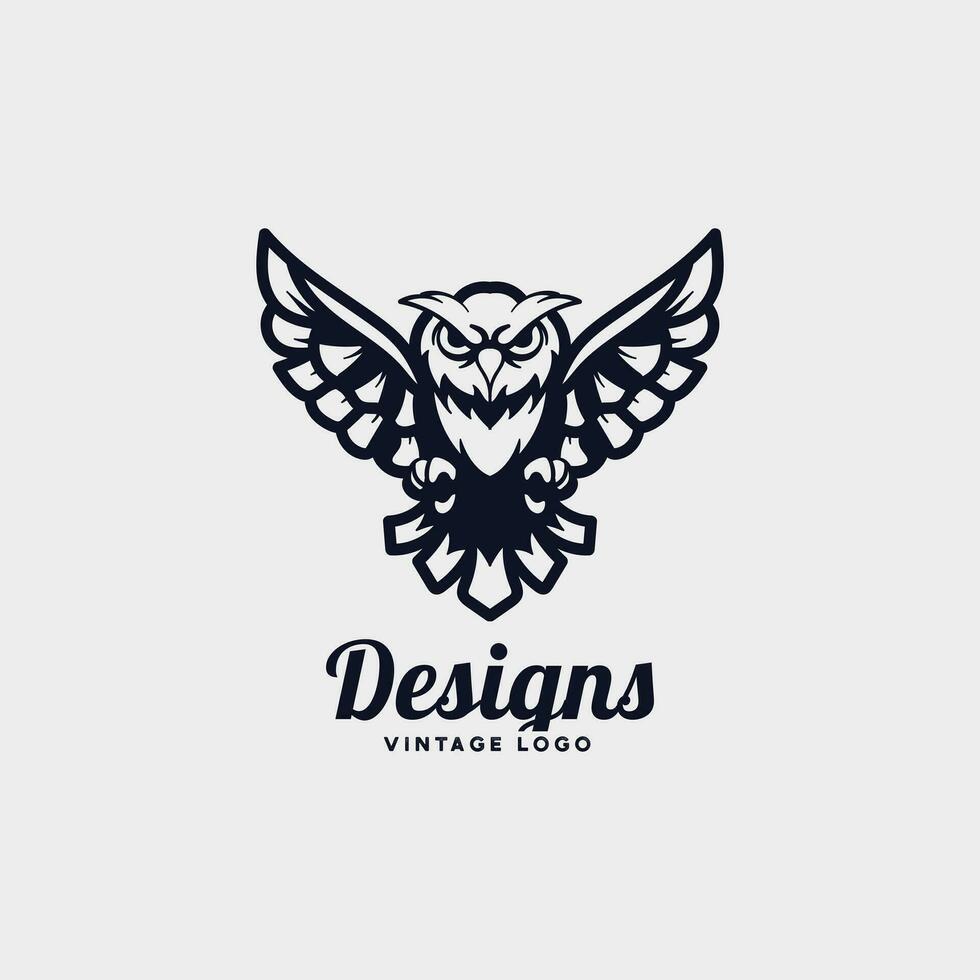 Owl logo design, character logo template. vector