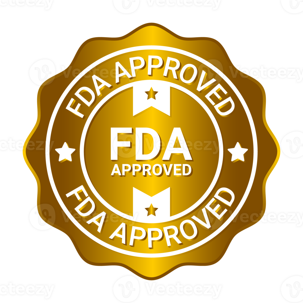 fda approuvé étiqueter, timbre, badge, joint, autocollant, étiqueter, nourriture et drogue administration badge, 3d réaliste brillant et brillant badge pour cbd étiquette conception éléments png