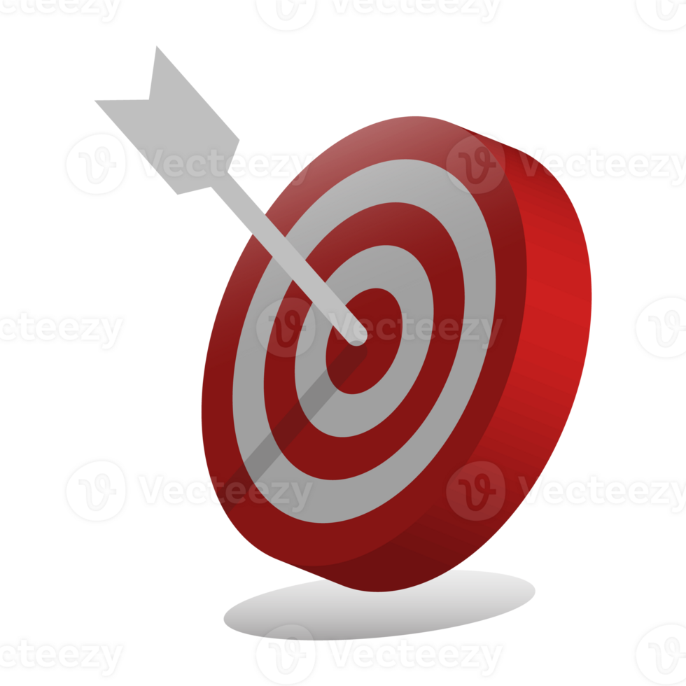 3D Realistic Bullseye Target Icon, Arrow Dart Targeting Symbol, Archery Target Icon, Dart Targeting Market Logo For Success, Winning, Destination, Success Strategy Design Elements png