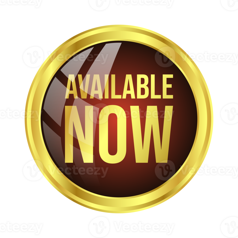 Available Now Button Design, Glossy and Shiny 3D Available Now Icon, Stamp, Badge For Retail Shop and Product, 24 by 7 Available Banner png