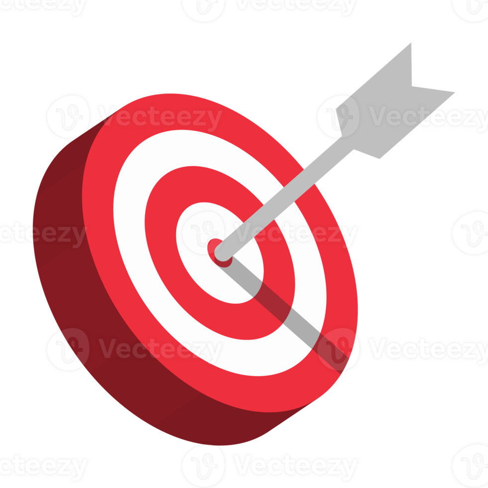 3D Realistic Bullseye Target Icon, Arrow Dart Targeting Symbol, Archery Target Icon, Dart Targeting Market Logo For Success, Winning, Destination, Success Strategy Design Elements png