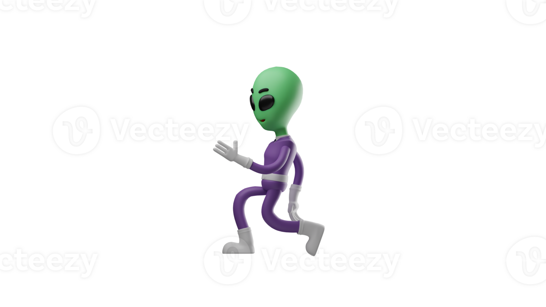 3D illustration. Weird Alien 3D cartoon character. Alien descended from outer space. An alien with a unique stepping pose. Aliens look cute. 3D cartoon character png