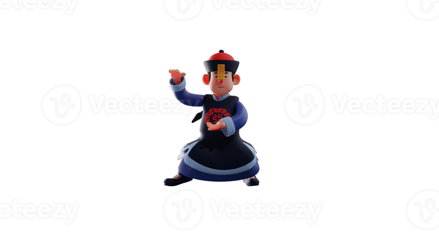 3D illustration. Brave Vampire 3D cartoon character. Vampire in standing position. Vampire show his abilities in martial arts. Vampire is very proud. 3D cartoon character png