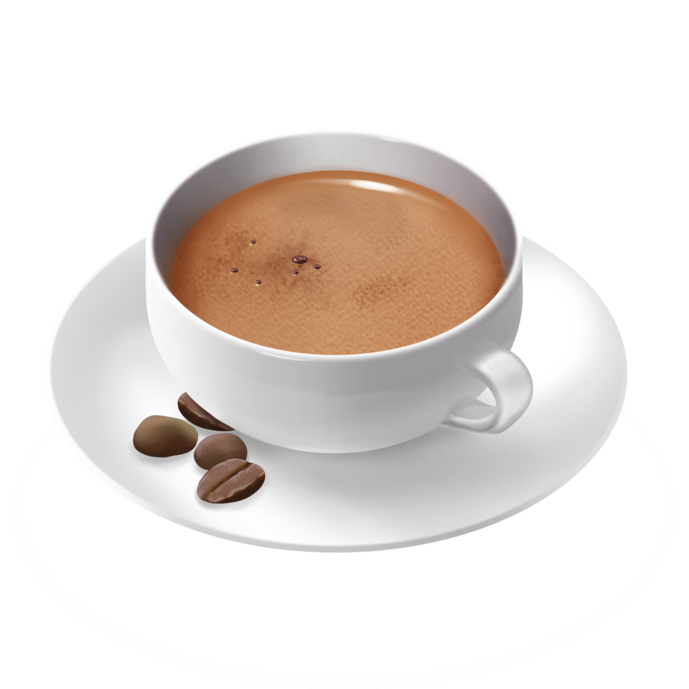 cup of coffee with beans on a saucer png