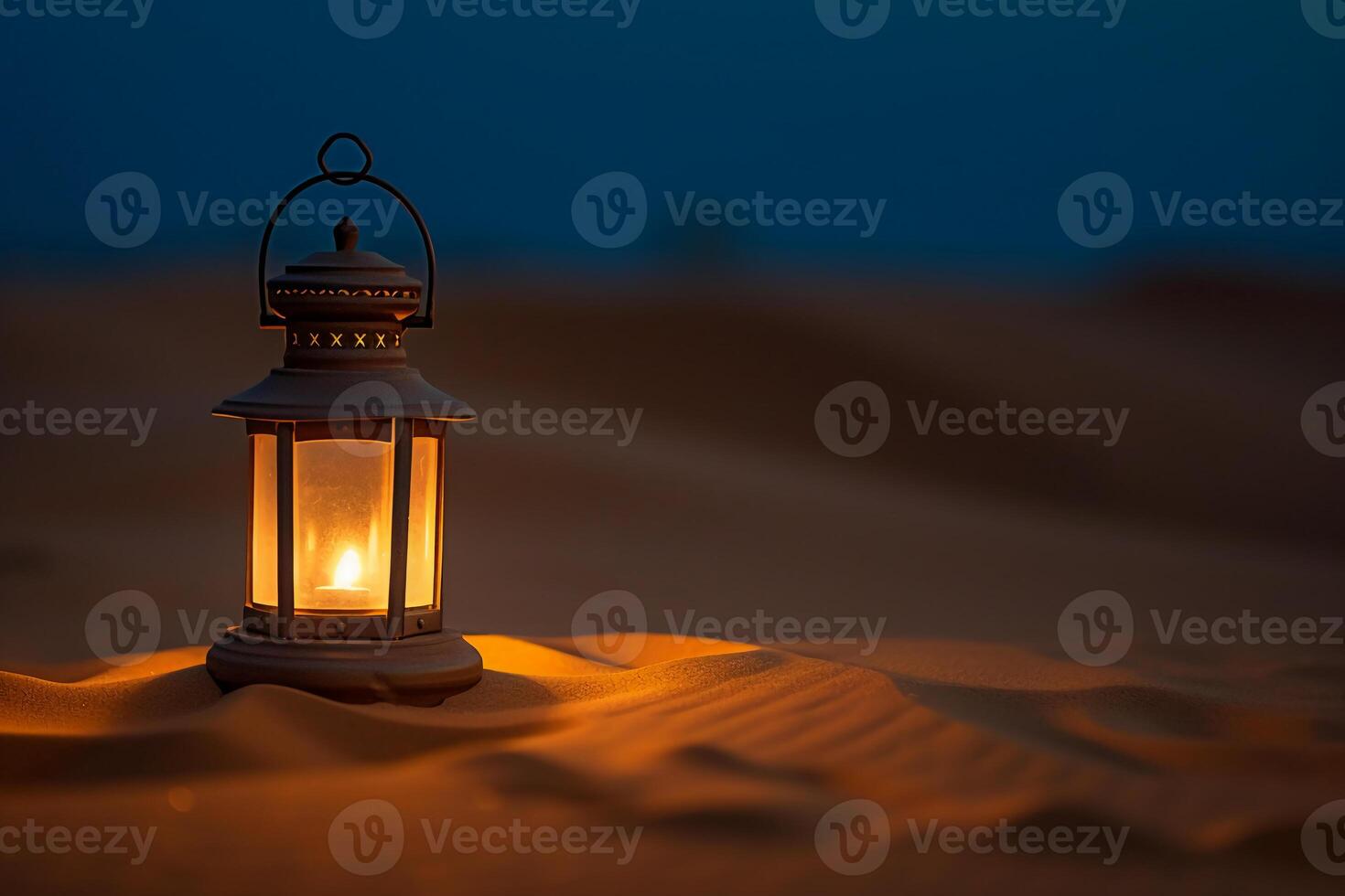 un linterna, rodeado por playa. ai generativo foto