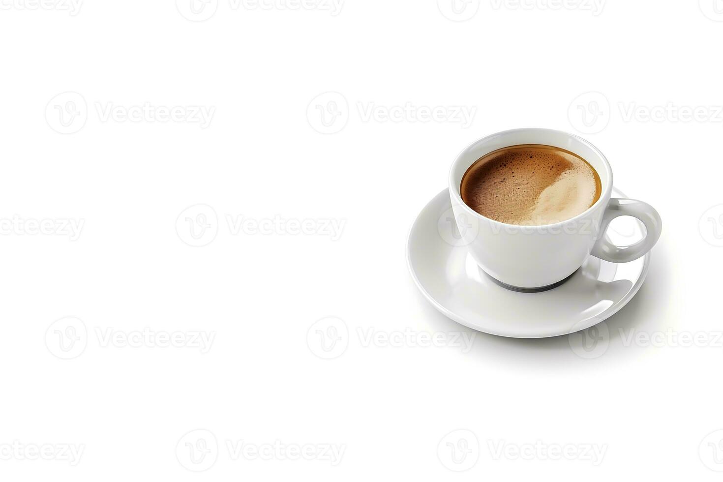 A cup of coffee or espresso on a white background with copy space. Generate AI photo