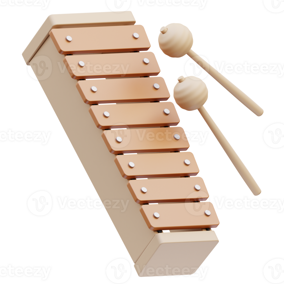 Xylophone Music Tools 3D illustration png