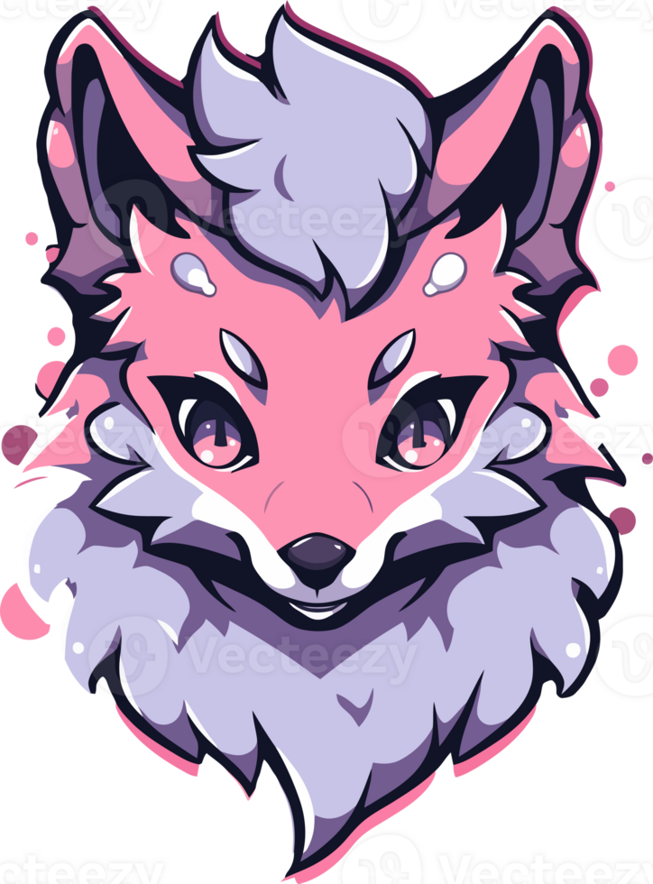 a wolf head in cartoon style with png