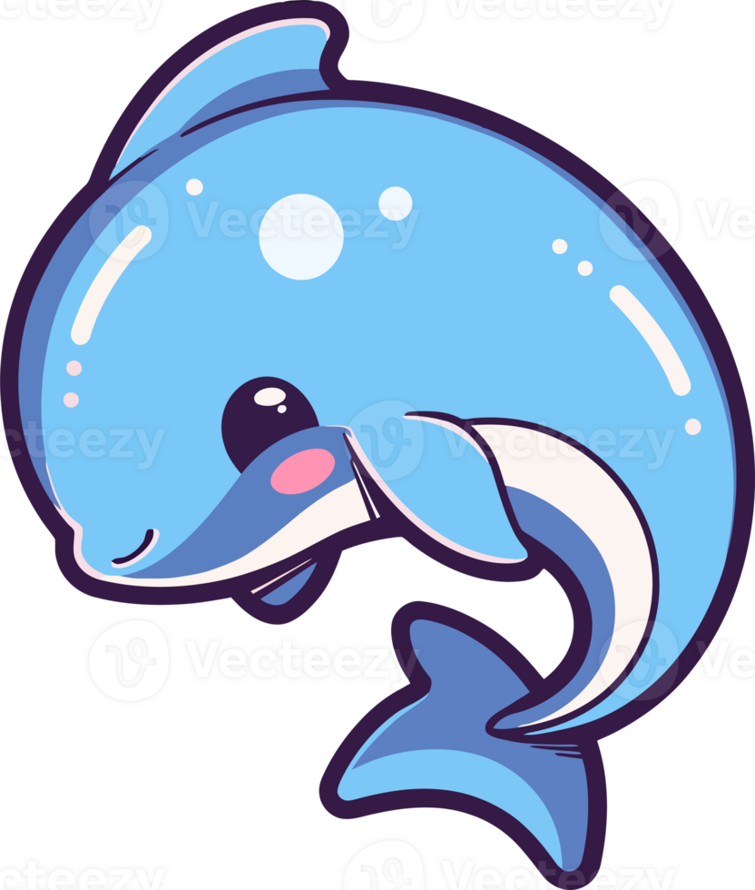 Cute cartoon dolphin with AI Generative png