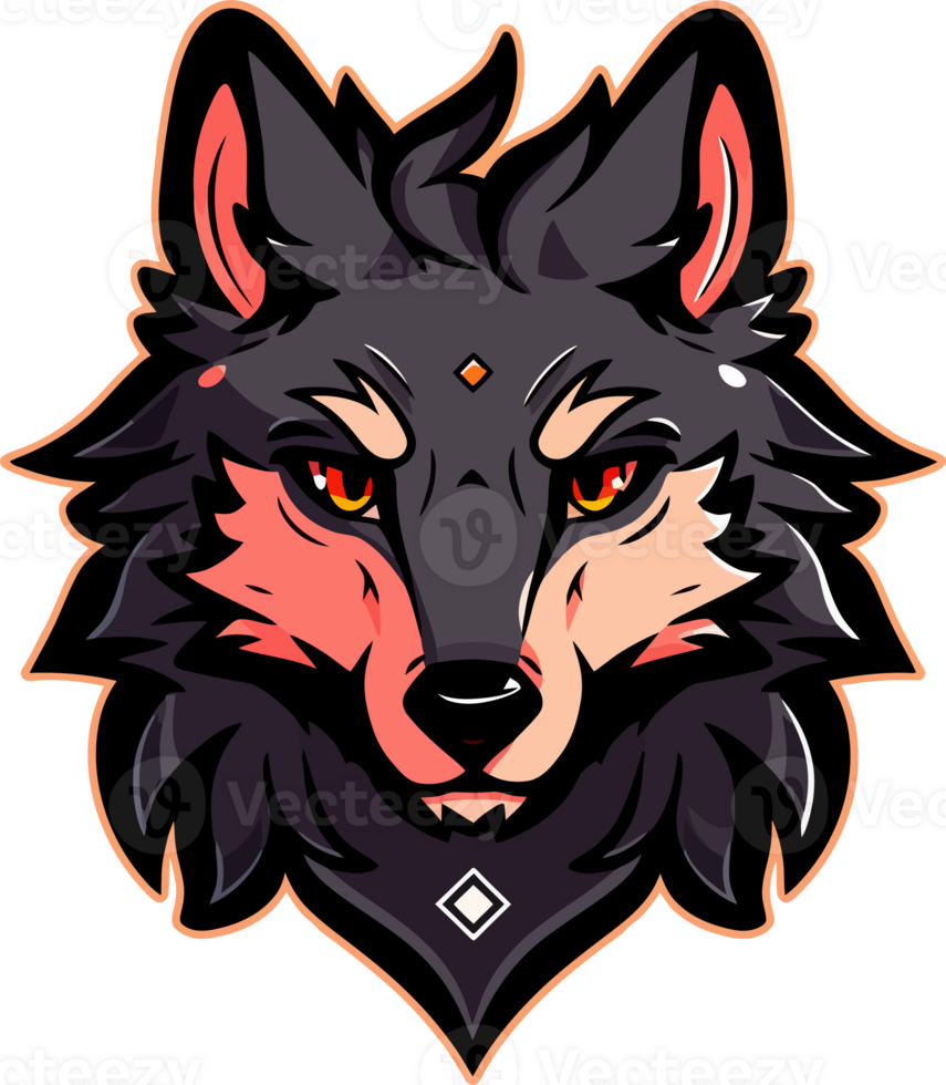 Wolf head mascot logo with AI Generative png