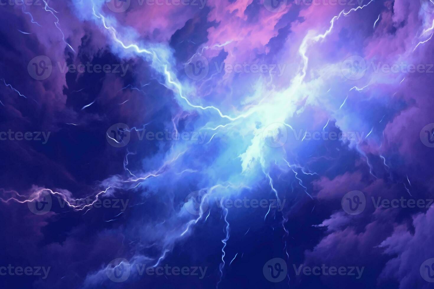 Abstract gradient art style, an electrifying lightning storm with an intense mood. AI generative photo