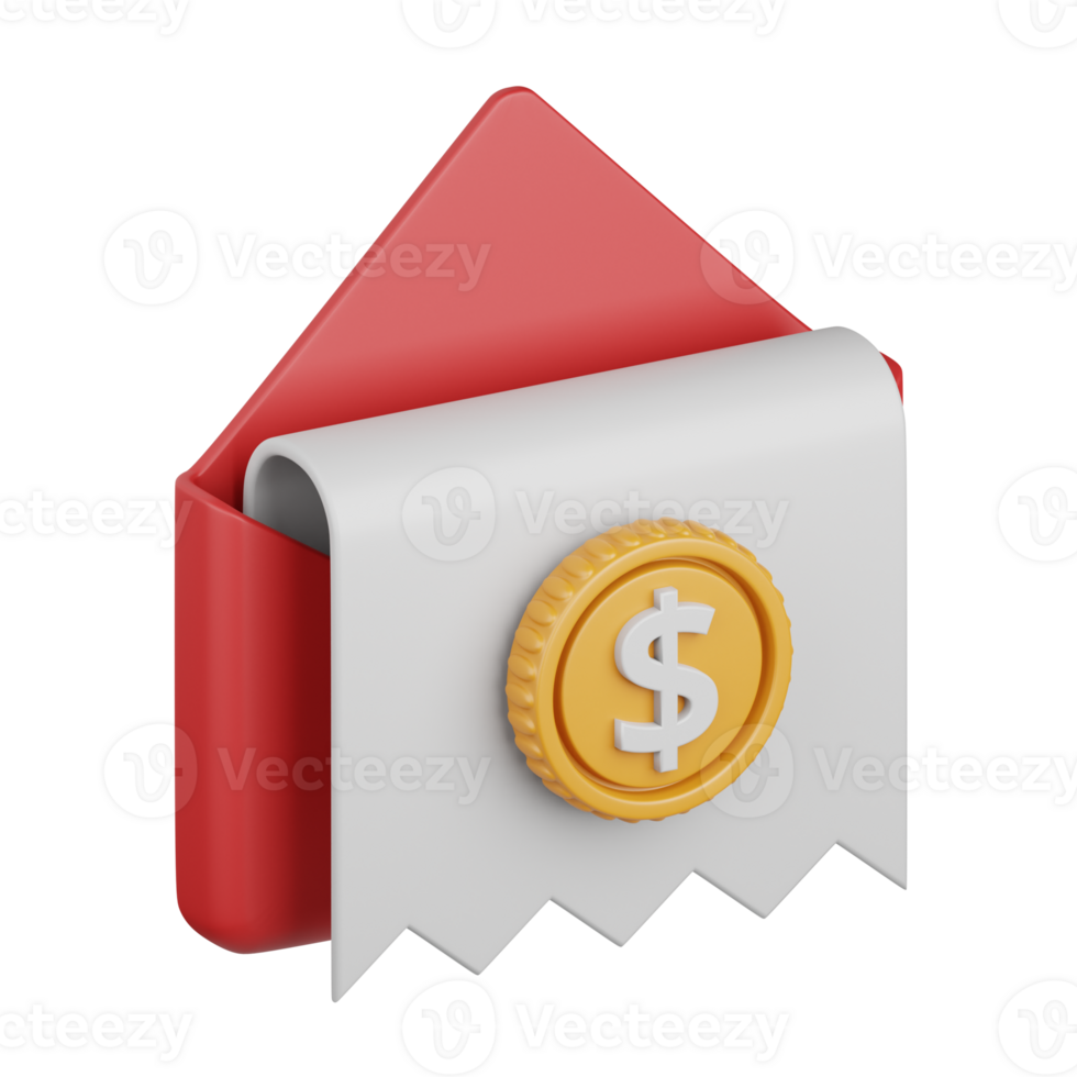 3d rendering bill isolated useful for ecommerce, business, retail, store, online, delivery and marketplace design element png