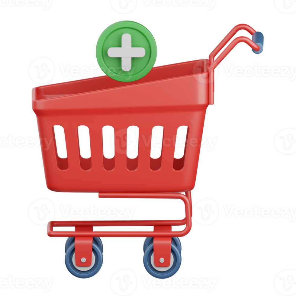 3d rendering add to cart isolated useful for ecommerce, business, retail, store, online, delivery and marketplace design element png