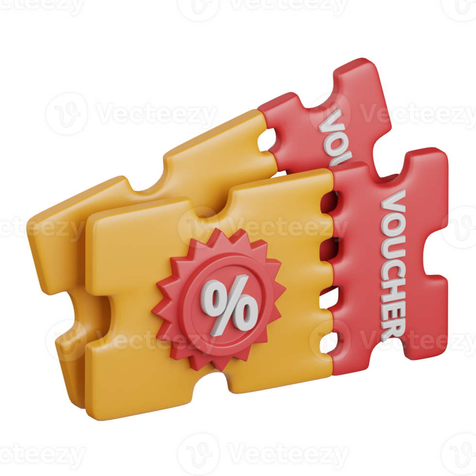 3d rendering voucher isolated useful for ecommerce, business, retail, store, online, delivery and marketplace design element png