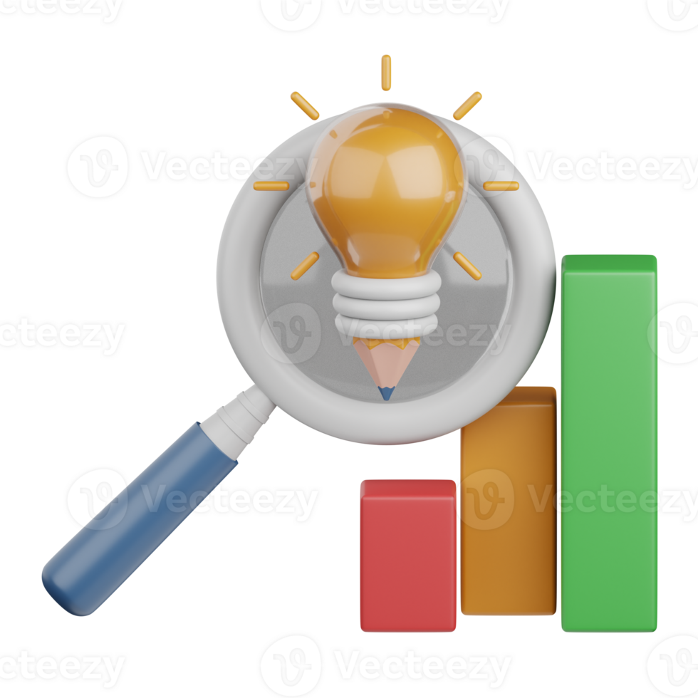 3d rendering insight isolated useful for business, analytics, web, money and finance design element png