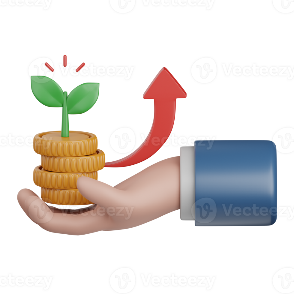 3d renderen investering geïsoleerd nuttig voor bedrijf, analyse, web, geld en financiën ontwerp png