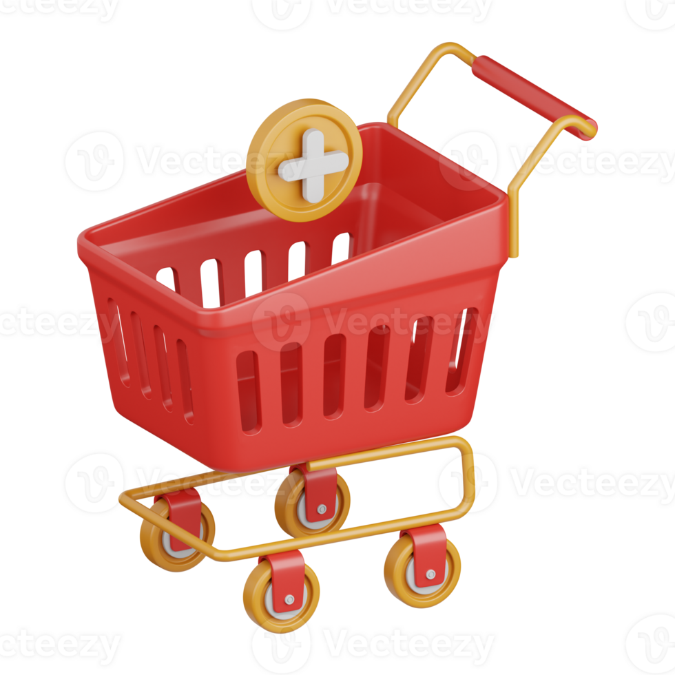 3d rendering add to cart isolated useful for ecommerce, business, retail, store, online, delivery and marketplace design element png
