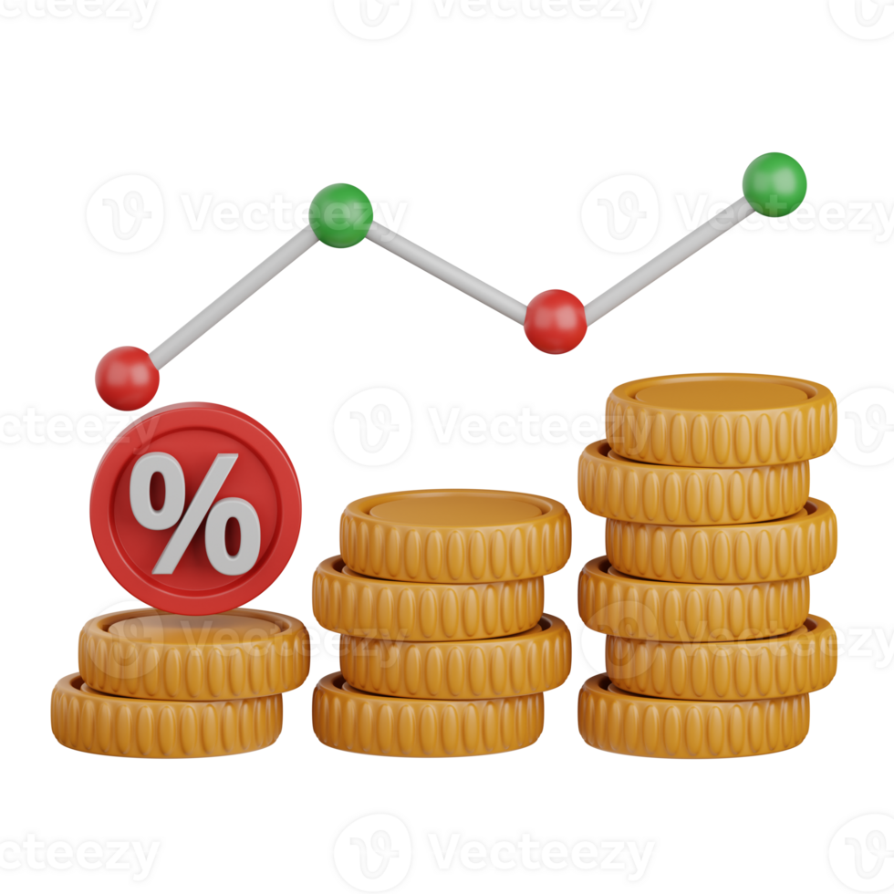 3d rendering sale report isolated useful for business, analytics, web, money and finance design png