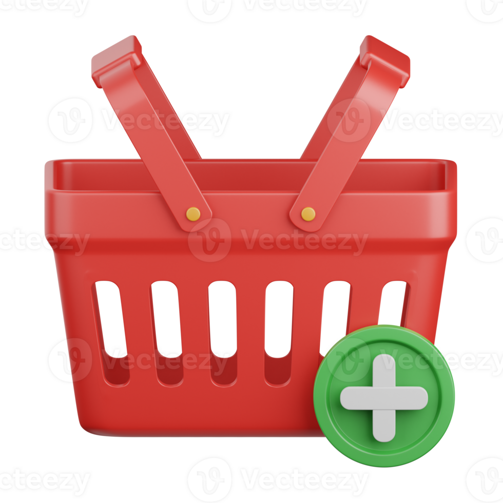 3d rendering add to basket isolated useful for ecommerce, business, retail, store, online, delivery and marketplace design element png