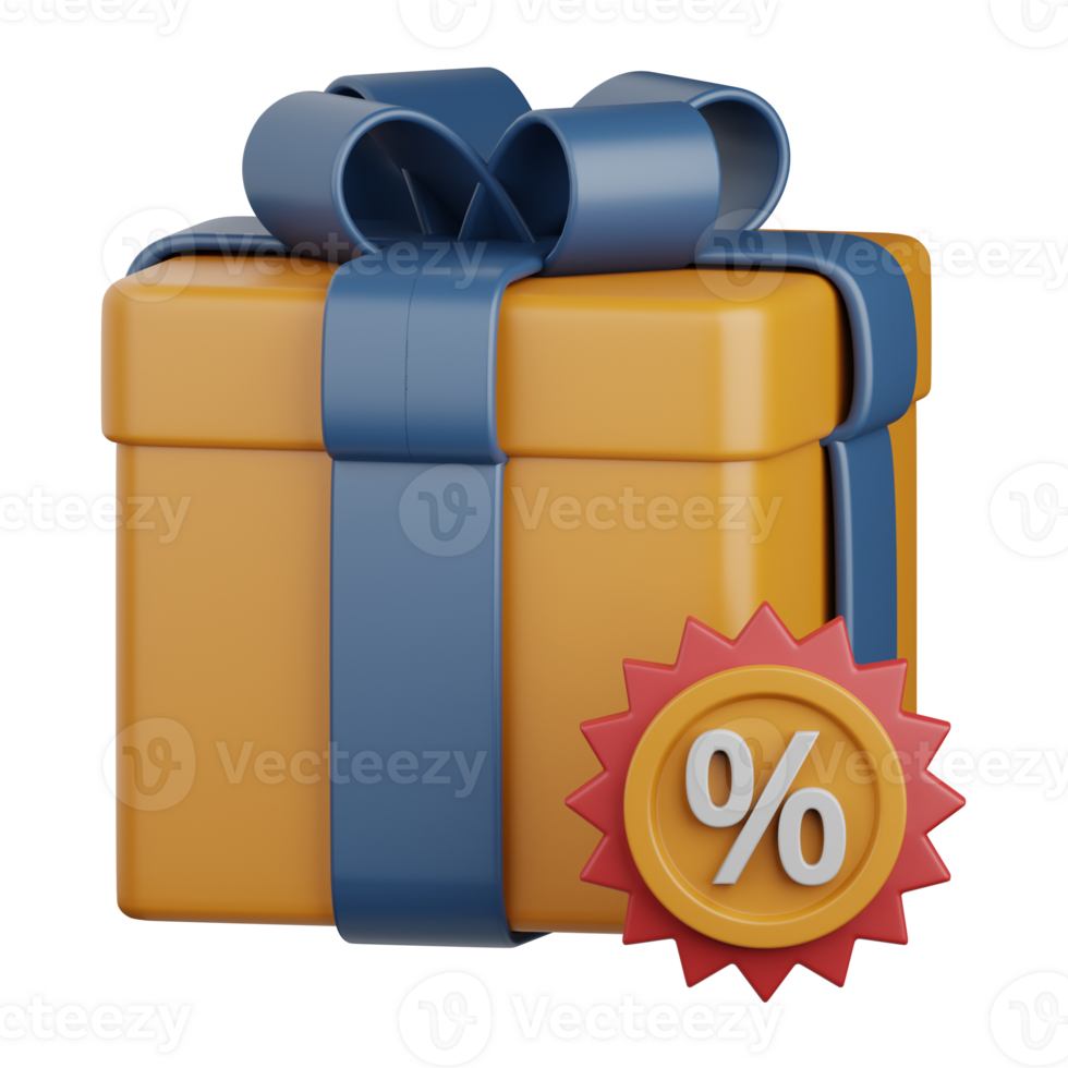 3d rendering discount gift isolated useful for ecommerce, business, retail, store, online, delivery and marketplace design element png