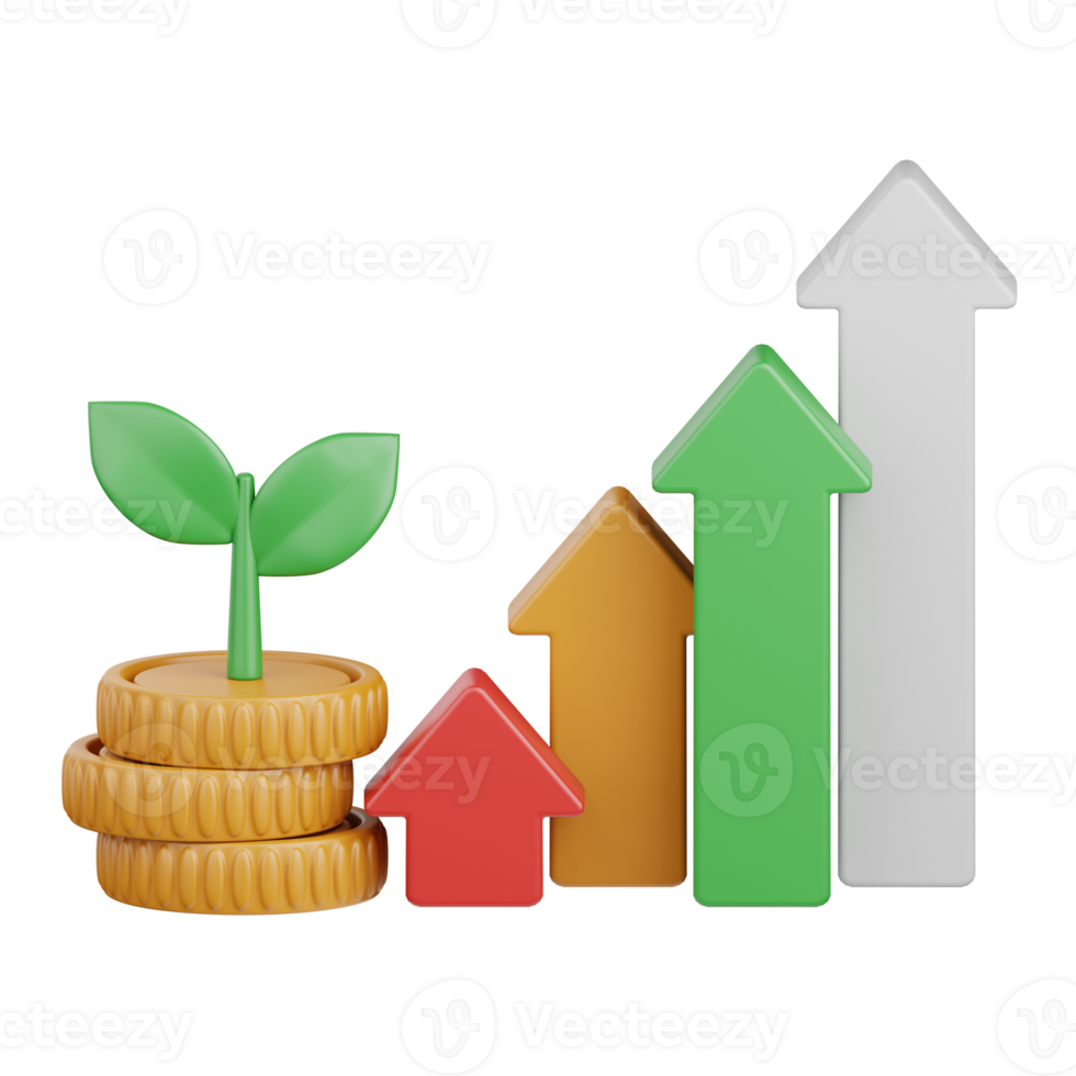 3d rendering profit isolated useful for business, analytics, web, money and finance design element png