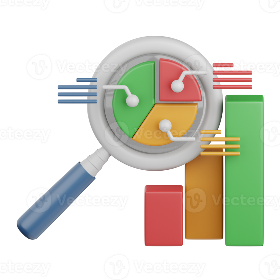 3d rendering analytics isolated useful for business, analysis, money and finance design element png