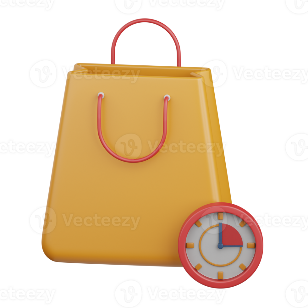 3d rendering shopping time isolated useful for ecommerce, business, retail, store, online, delivery and marketplace design element png