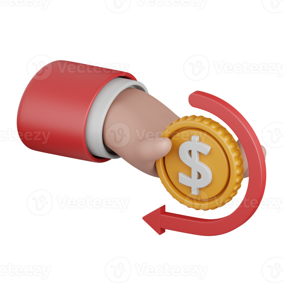 3d rendering refund isolated useful for ecommerce, business, retail, store, online, delivery and marketplace design element png