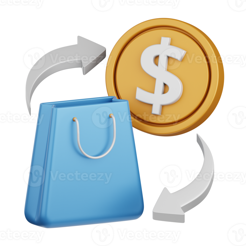 3d rendering purchase transaction isolated useful for payment, money and transaction design element png