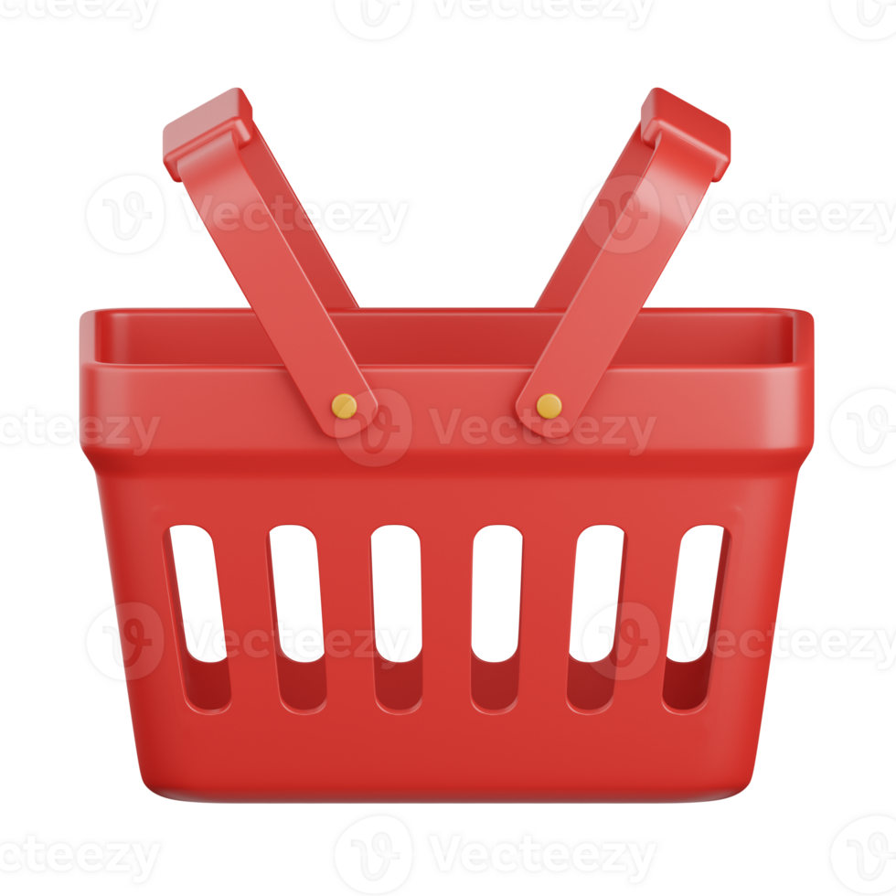 3d rendering basket isolated useful for ecommerce, business, retail, store, online, delivery and marketplace design element png