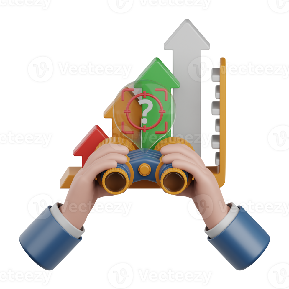3d rendering predictive chart isolated useful for business, analytics, web, money and finance design png