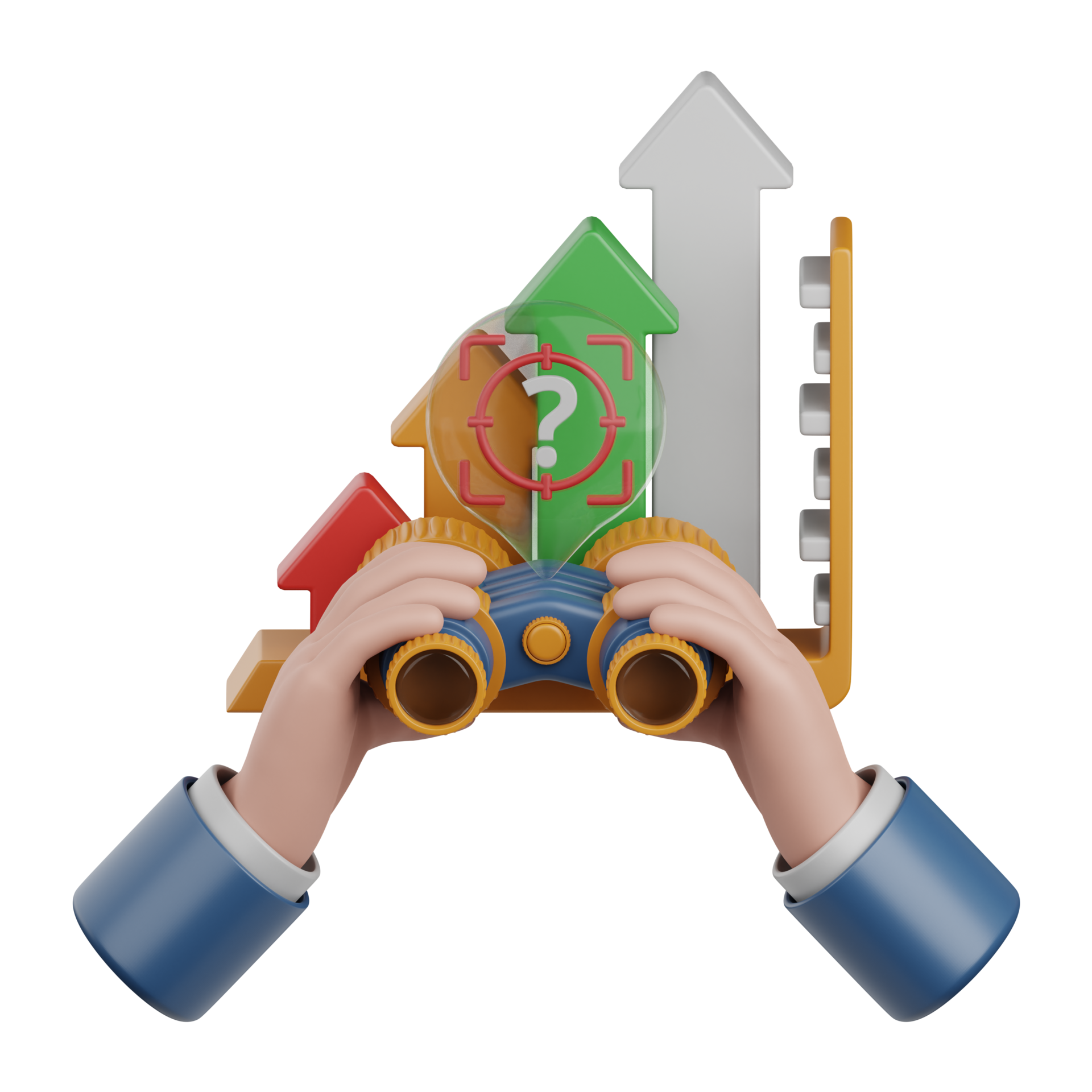 3d rendering predictive chart isolated useful for business, analytics 