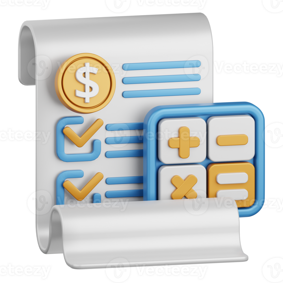 3d rendering bill isolated useful for business, payment, money and transaction design element png