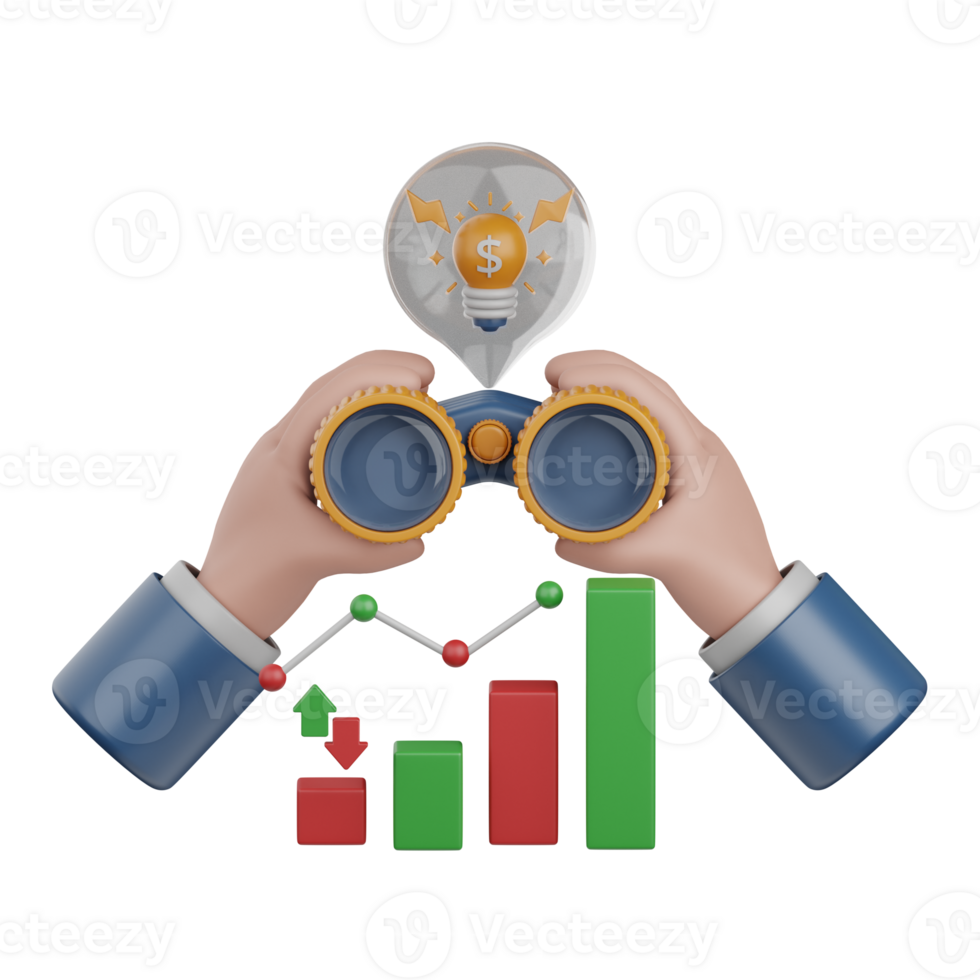 3d Rendern Vision isoliert nützlich zum Geschäft, Analytik, Netz, Geld und Finanzen Design Element png