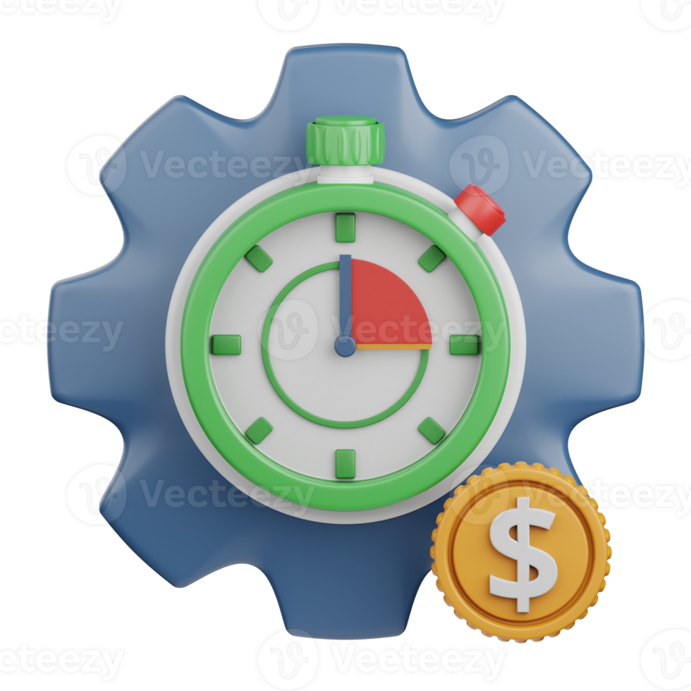 3d rendering time management isolated useful for business, analytics, web, money and finance design png