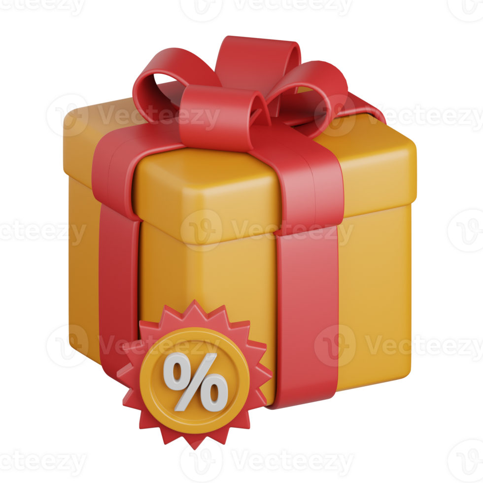 3d rendering discount gift isolated useful for ecommerce, business, retail, store, online, delivery and marketplace design element png