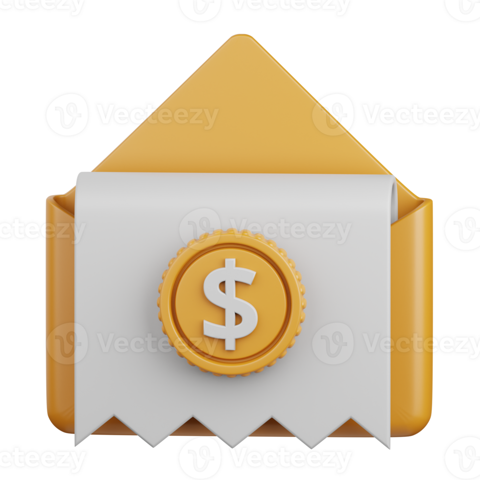 3d rendering bill isolated useful for ecommerce, business, retail, store, online, delivery and marketplace design element png